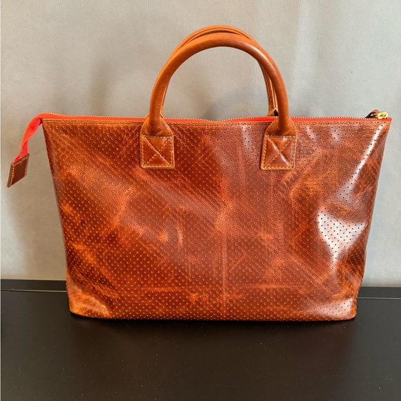 Blair Ritchey MINI HUGH PERFORATED CHESTNUT with POPPY ZIPPER Beautiful Leather - Picture 2 of 15